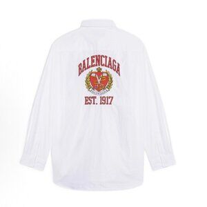 Balenciaga Wardrobe Crest Embroidery Logo Button Down Shirt